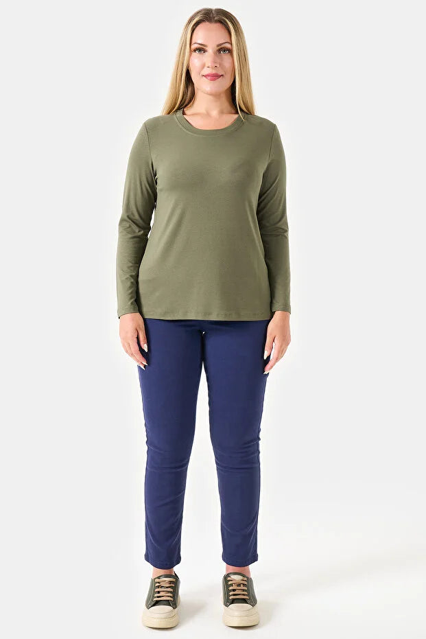 Bisiklet Yaka Basic Örme Bluz  11010