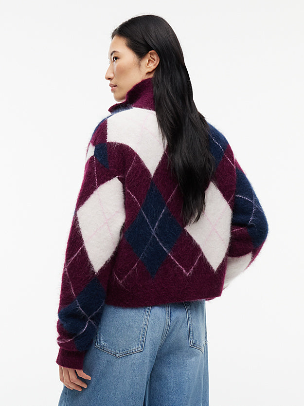 TOMMY HILFIGER Alpaka Karışımı Tüylü Kısa Kesimli Çeyrek Fermuarlı Kazak DW0DW23351V11