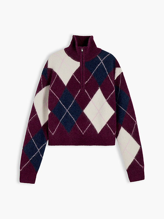 TOMMY HILFIGER Alpaka Karışımı Tüylü Kısa Kesimli Çeyrek Fermuarlı Kazak DW0DW23351V11