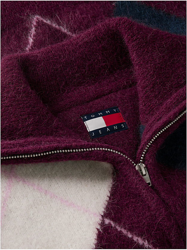TOMMY HILFIGER Alpaka Karışımı Tüylü Kısa Kesimli Çeyrek Fermuarlı Kazak DW0DW23351V11