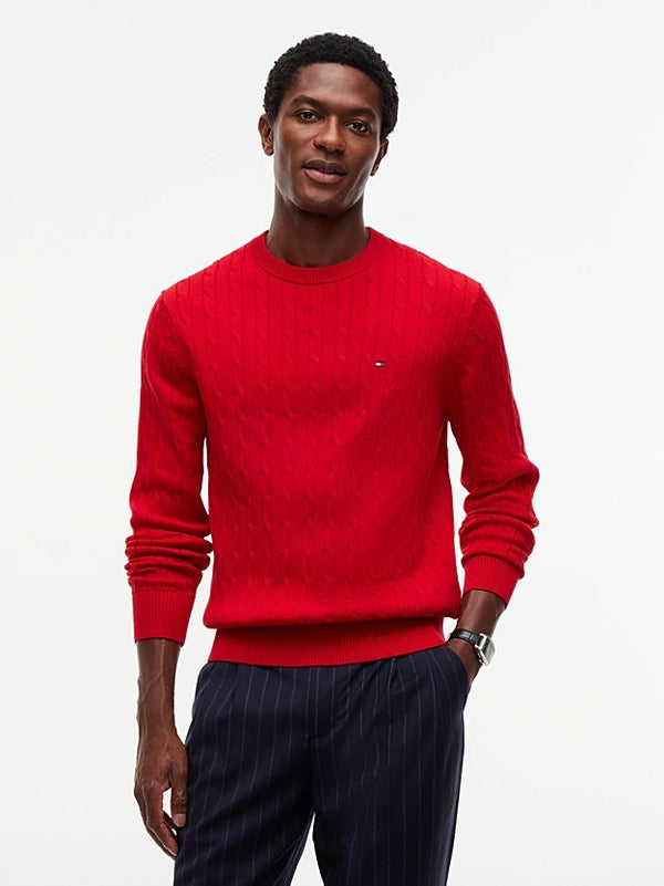 TOMMY HILFIGER Örgü Desenli Yuvarlak Yaka Kazak MW0MW33132XLD