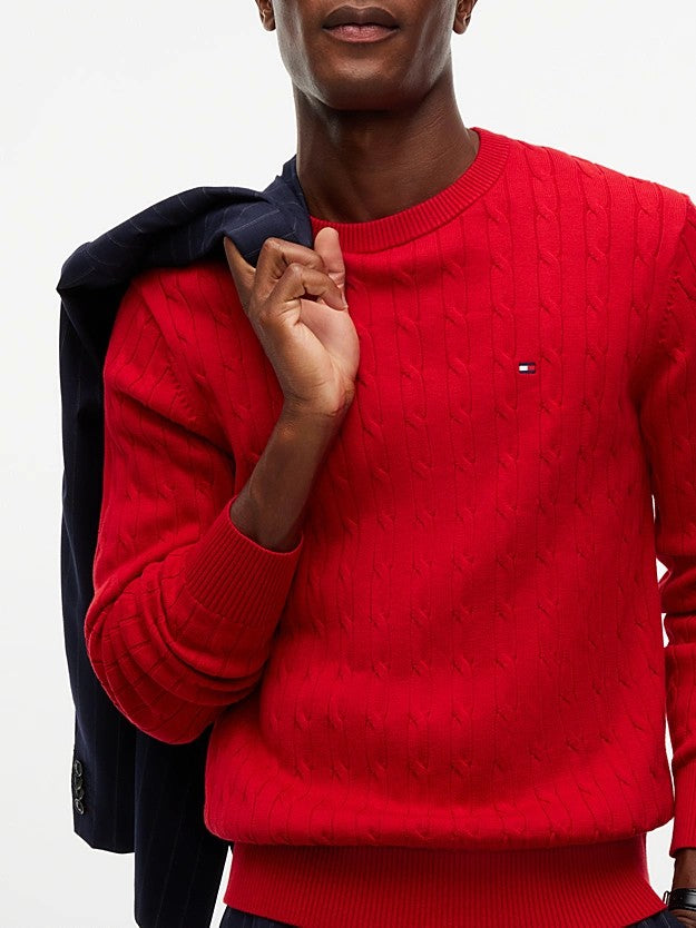 TOMMY HILFIGER Örgü Desenli Yuvarlak Yaka Kazak MW0MW33132XLD