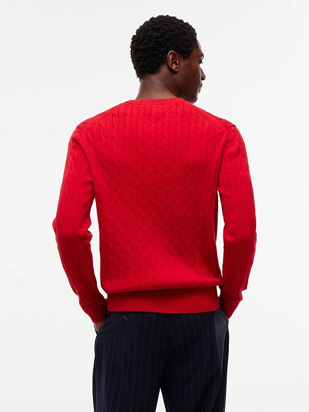 TOMMY HILFIGER Örgü Desenli Yuvarlak Yaka Kazak MW0MW33132XLD