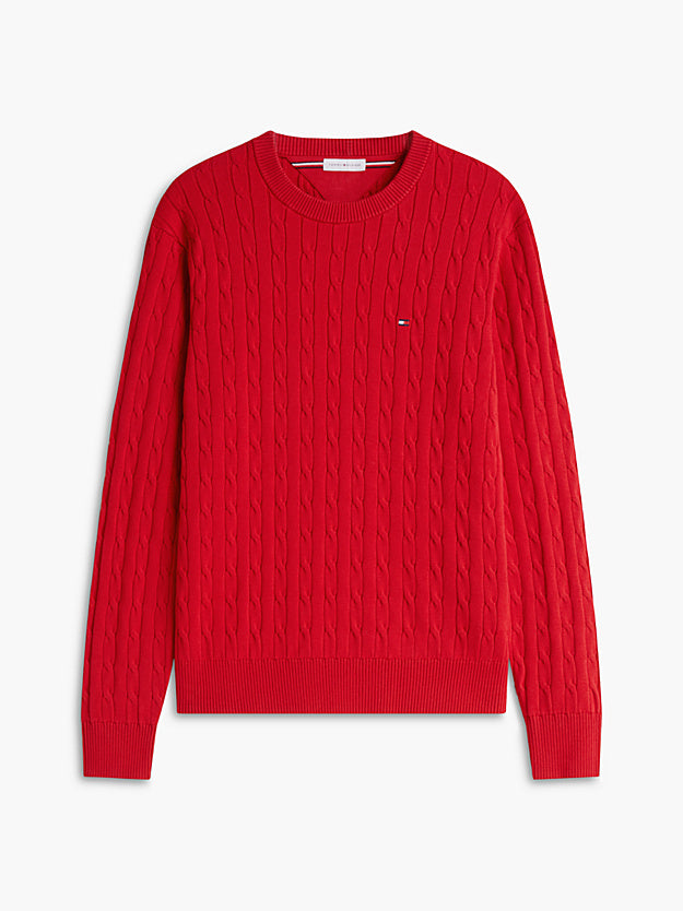 TOMMY HILFIGER Örgü Desenli Yuvarlak Yaka Kazak MW0MW33132XLD