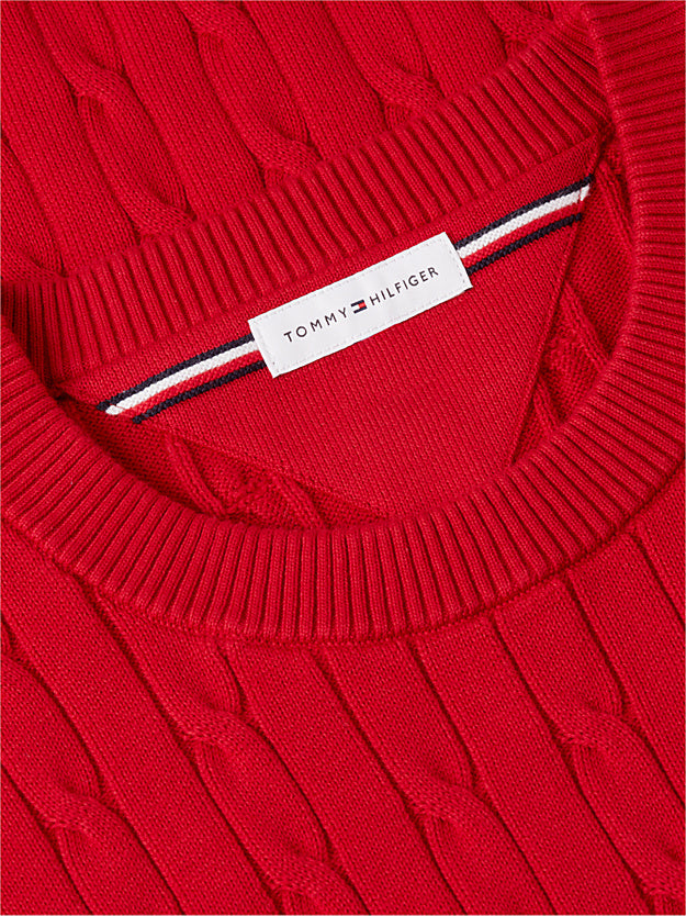 TOMMY HILFIGER Örgü Desenli Yuvarlak Yaka Kazak MW0MW33132XLD