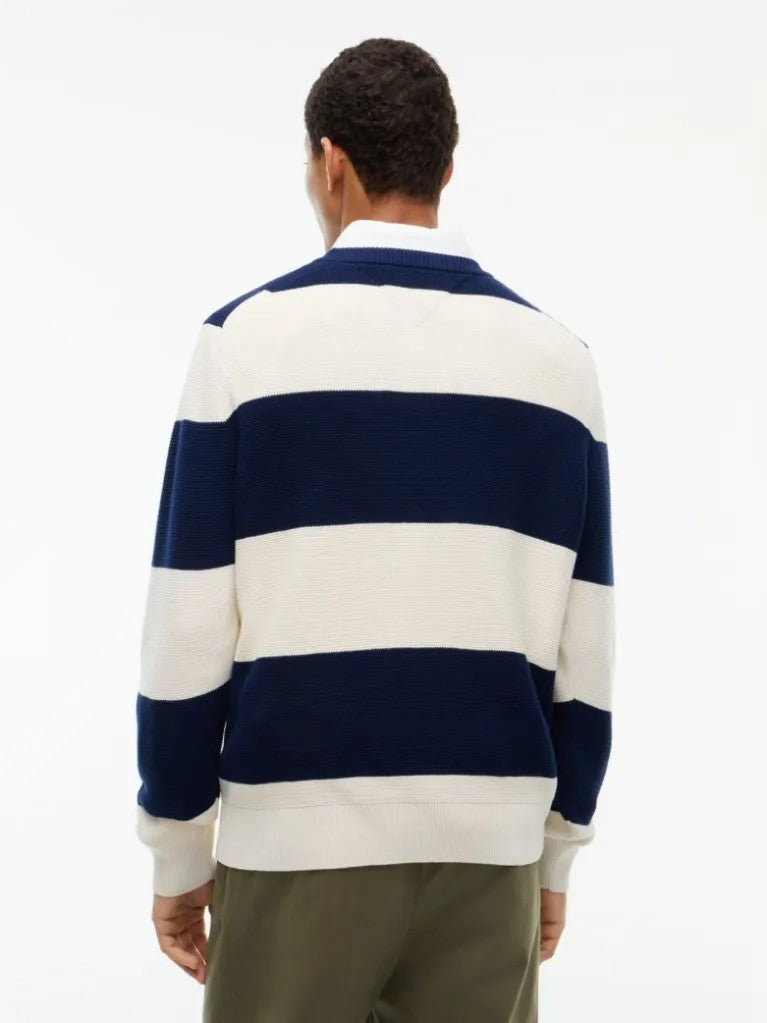 TOMMY HILFIGER İntarsia Logolu Waffle Örgü Rahat Kazak MW0MW447710BB
