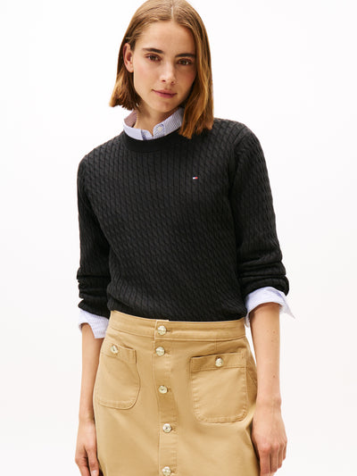 TOMMY HILFIGER İnce Örgülü Yuvarlak Yaka Kazak WW0WW44993BDS