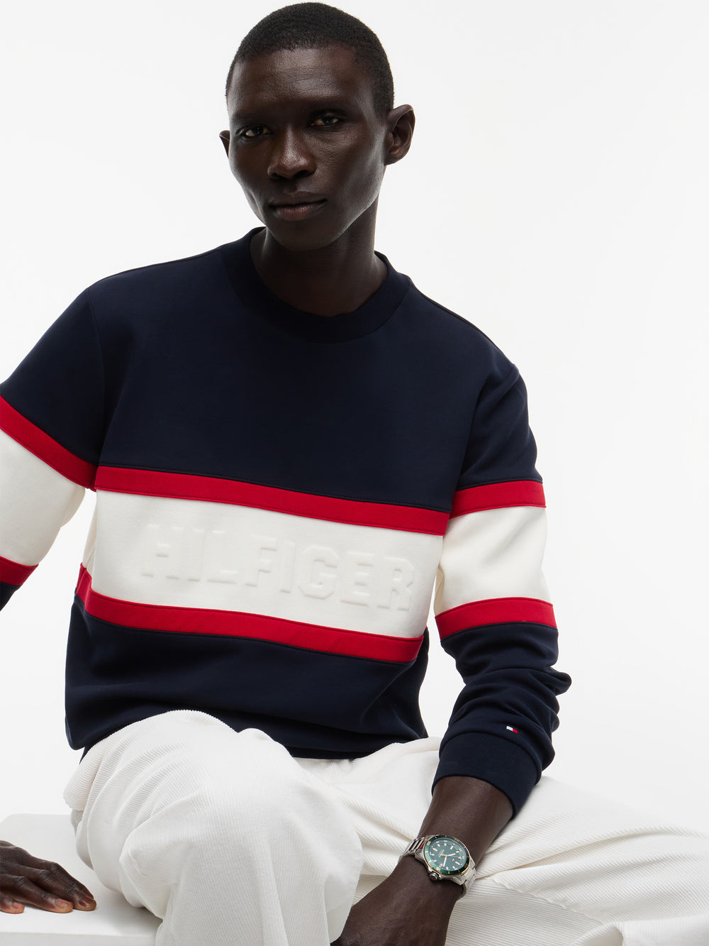 TOMMY HILFIGER Renk Bloklu Intecho Örme Sweatshirt MW0MW44968