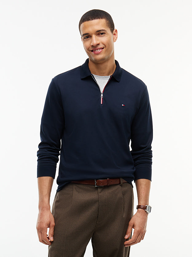 TOMMY HILFIGER Akıcı Pamuklu Uzun Kollu Polo Sweatshırt MW0MW44820DWS