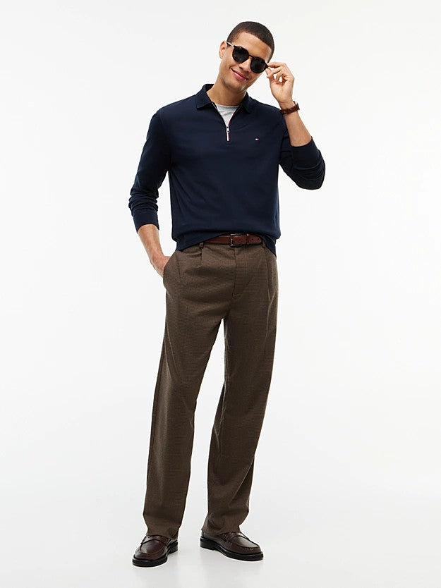 TOMMY HILFIGER Akıcı Pamuklu Uzun Kollu Polo Sweatshırt MW0MW44820DWS