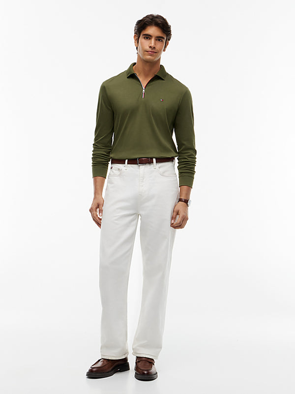 TOMMY HILFIGER Akıcı Pamuklu Uzun Kollu Polo Tişört MW0MW44820MT1