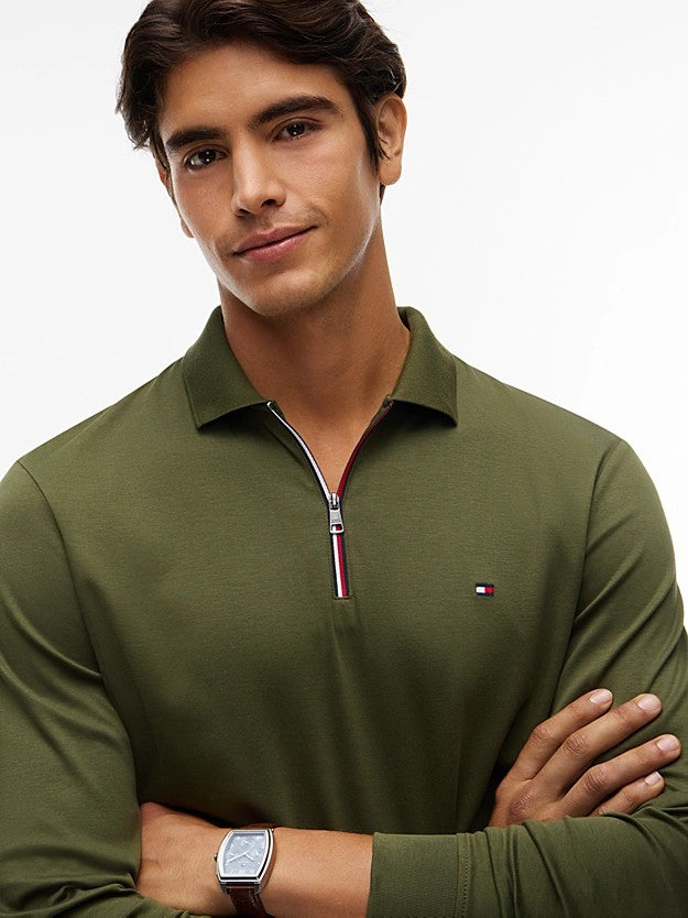 TOMMY HILFIGER Akıcı Pamuklu Uzun Kollu Polo Tişört MW0MW44820MT1