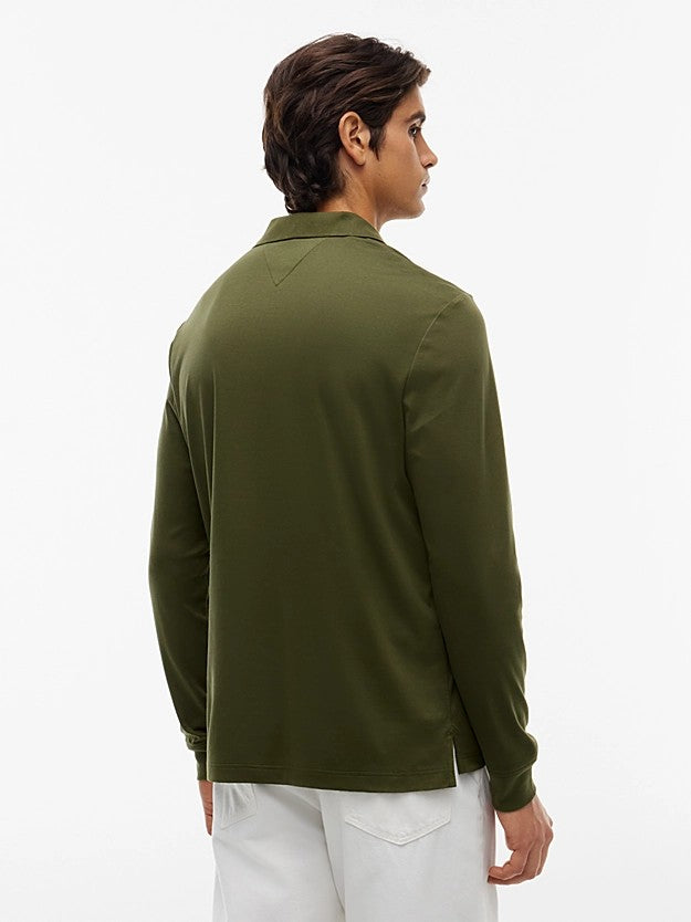 TOMMY HILFIGER Akıcı Pamuklu Uzun Kollu Polo Tişört MW0MW44820MT1