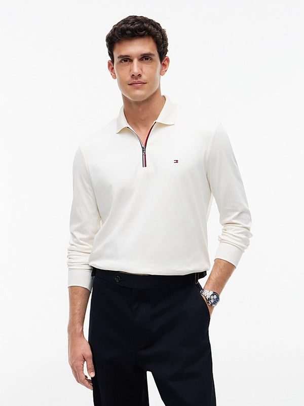 TOMMY HILFIGER Akıcı Pamuklu Uzun Kollu Polo Tişört MW0MW44820Z00