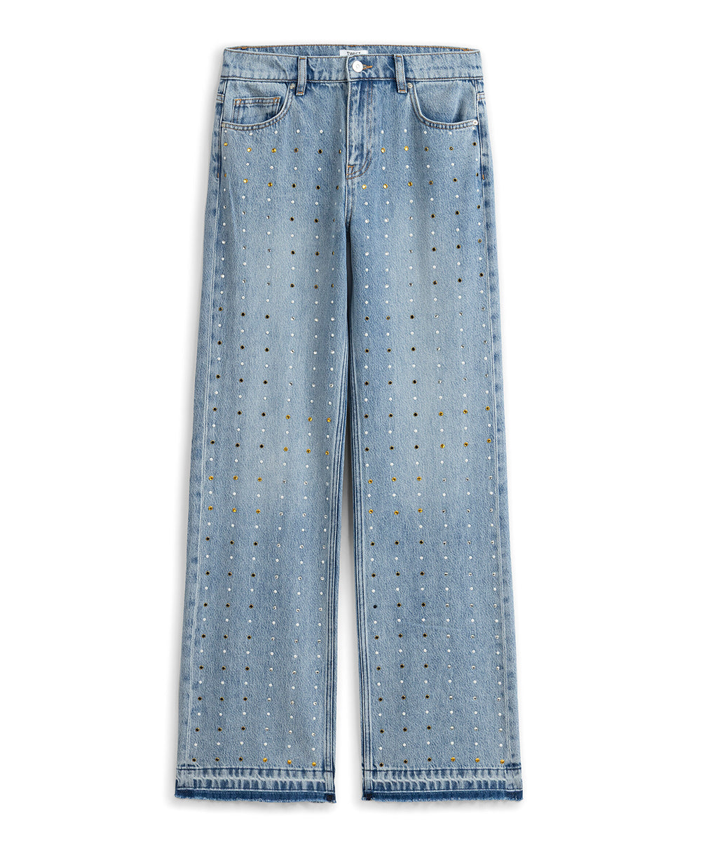 TWİST Renkli Hotfix Baskılı Wide Leg Jean Pantolon TS1260018031