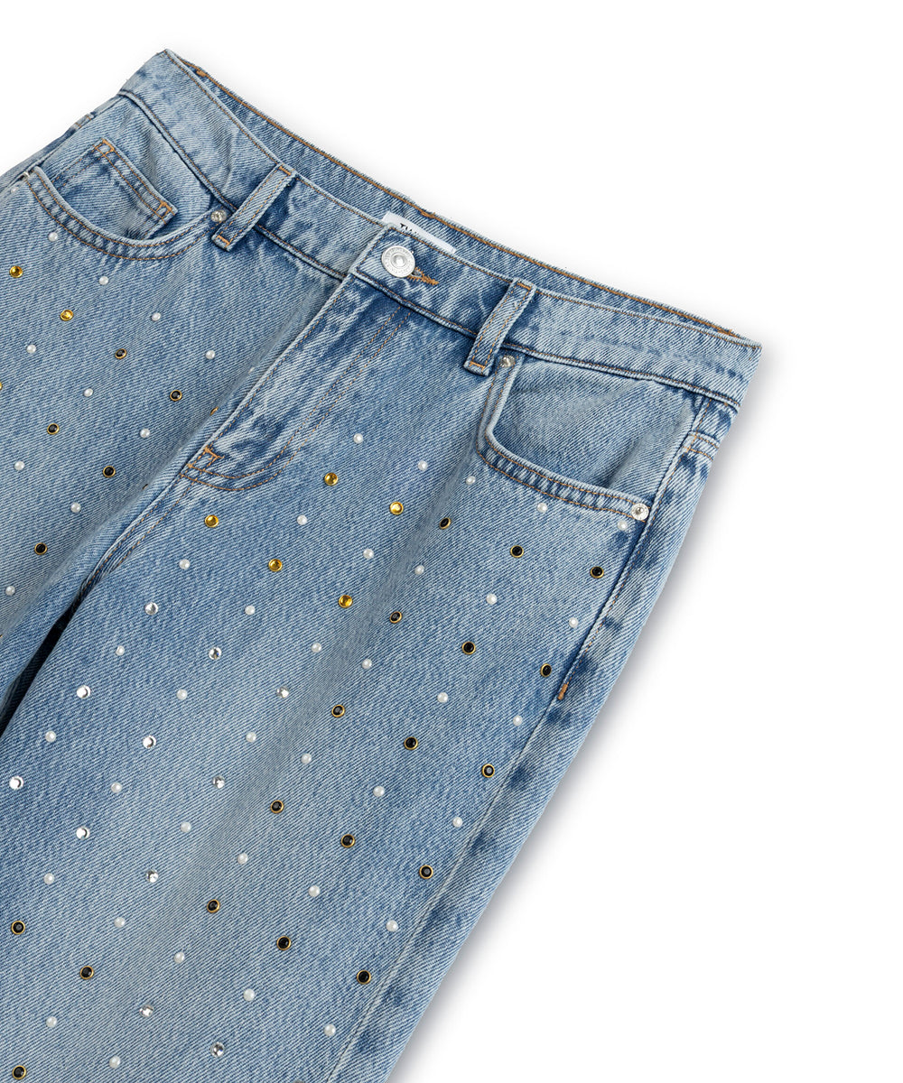 TWİST Renkli Hotfix Baskılı Wide Leg Jean Pantolon TS1260018031