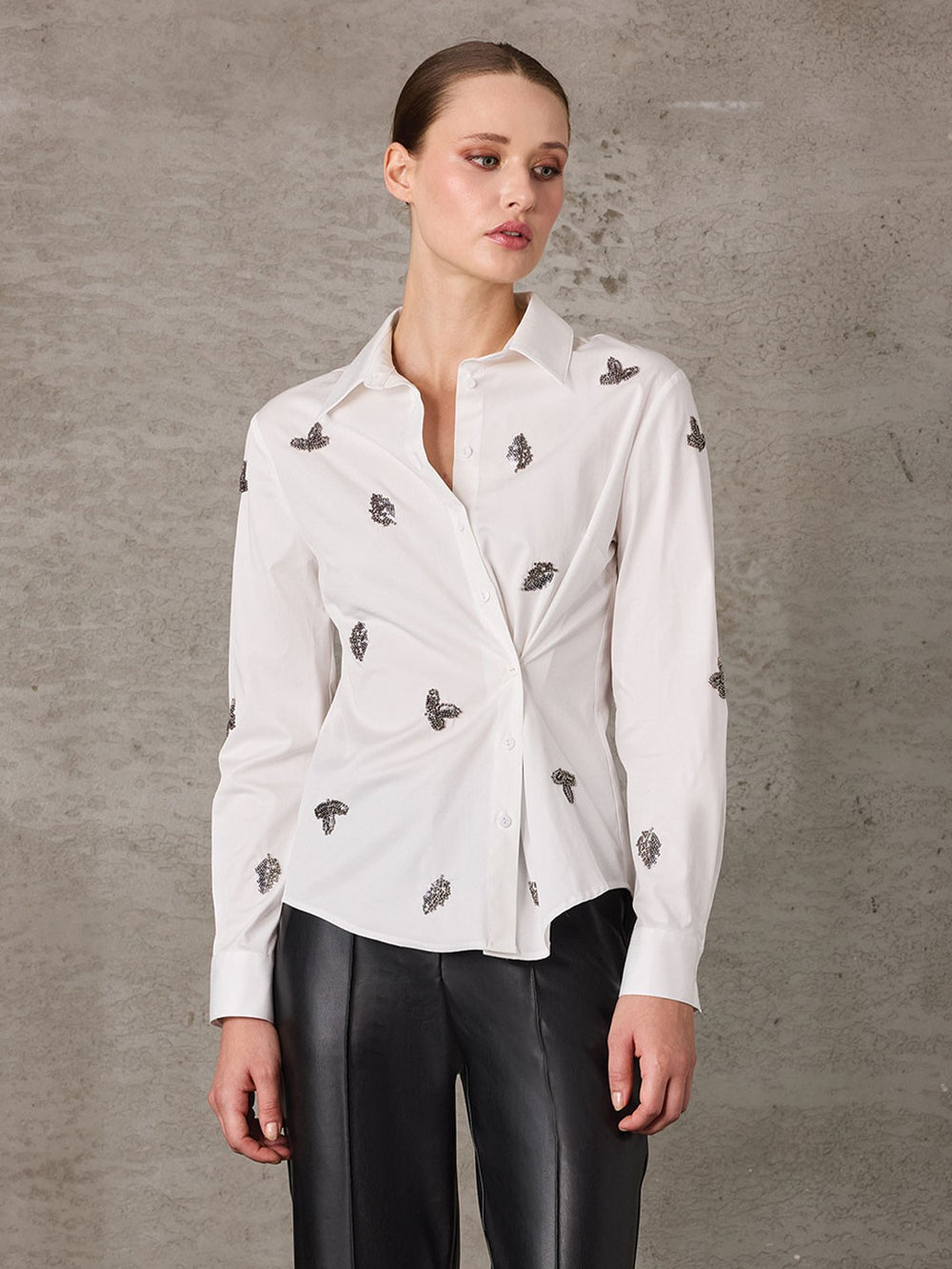 UNIQUE Nakış Detaylı Cotton Gömlek 267009