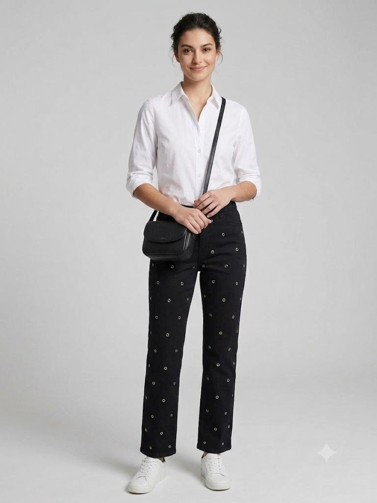 UNİQUE Metal Aksesuarlı Regular Fit Kanvas Pantolon 264022