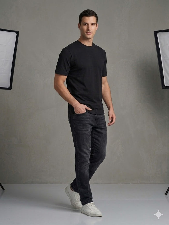 VAGANZA Modern Fit Siyah Erkek Basic T-Shirt 1000