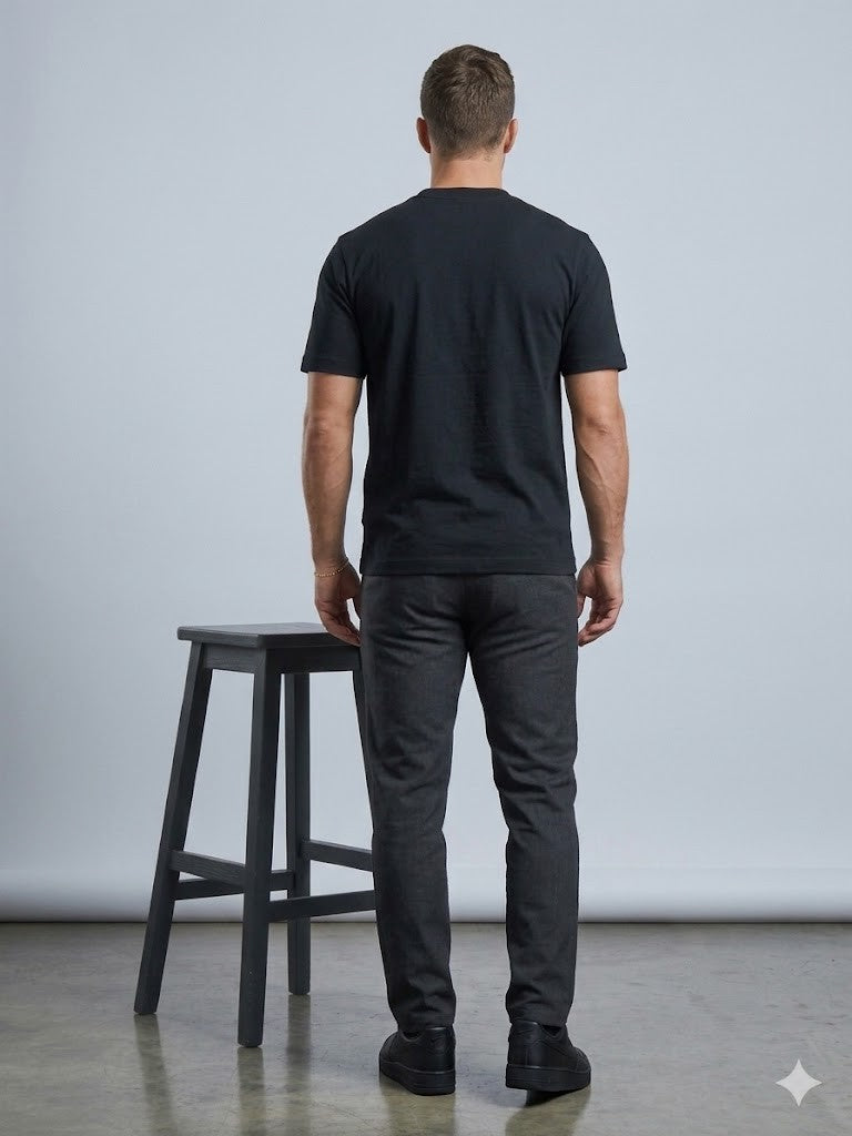 VAGANZA Erkek Düz Siyah Günlük T-Shirt 7018