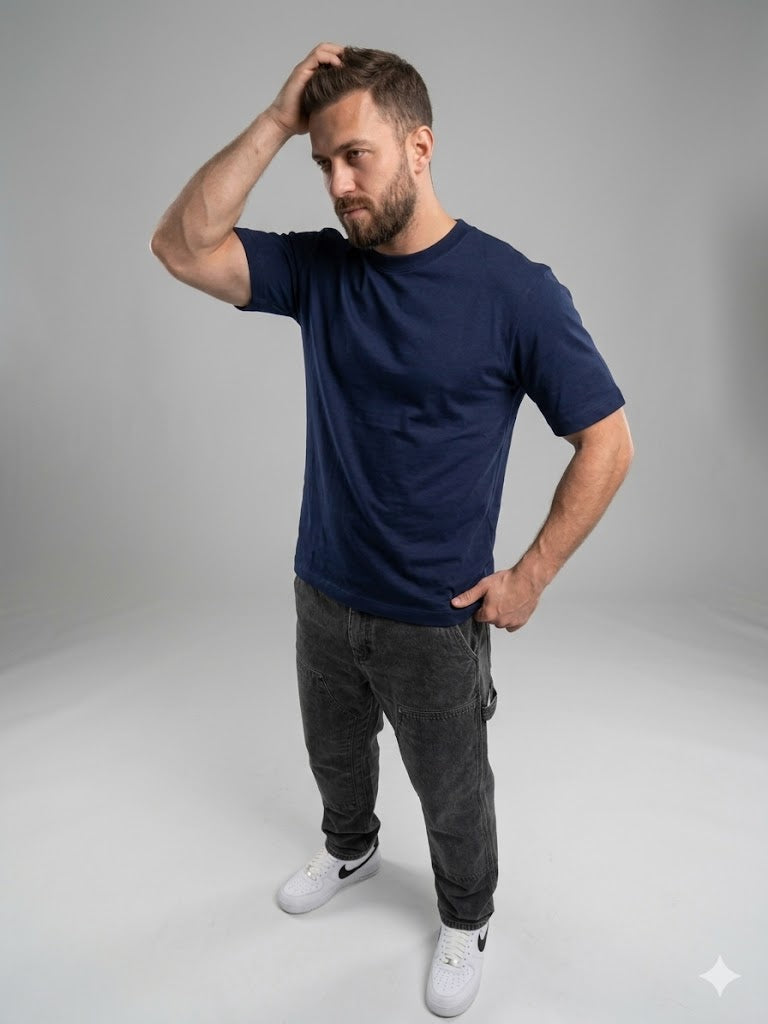VAGANZA Erkek Düz Siyah Günlük T-Shirt 7018