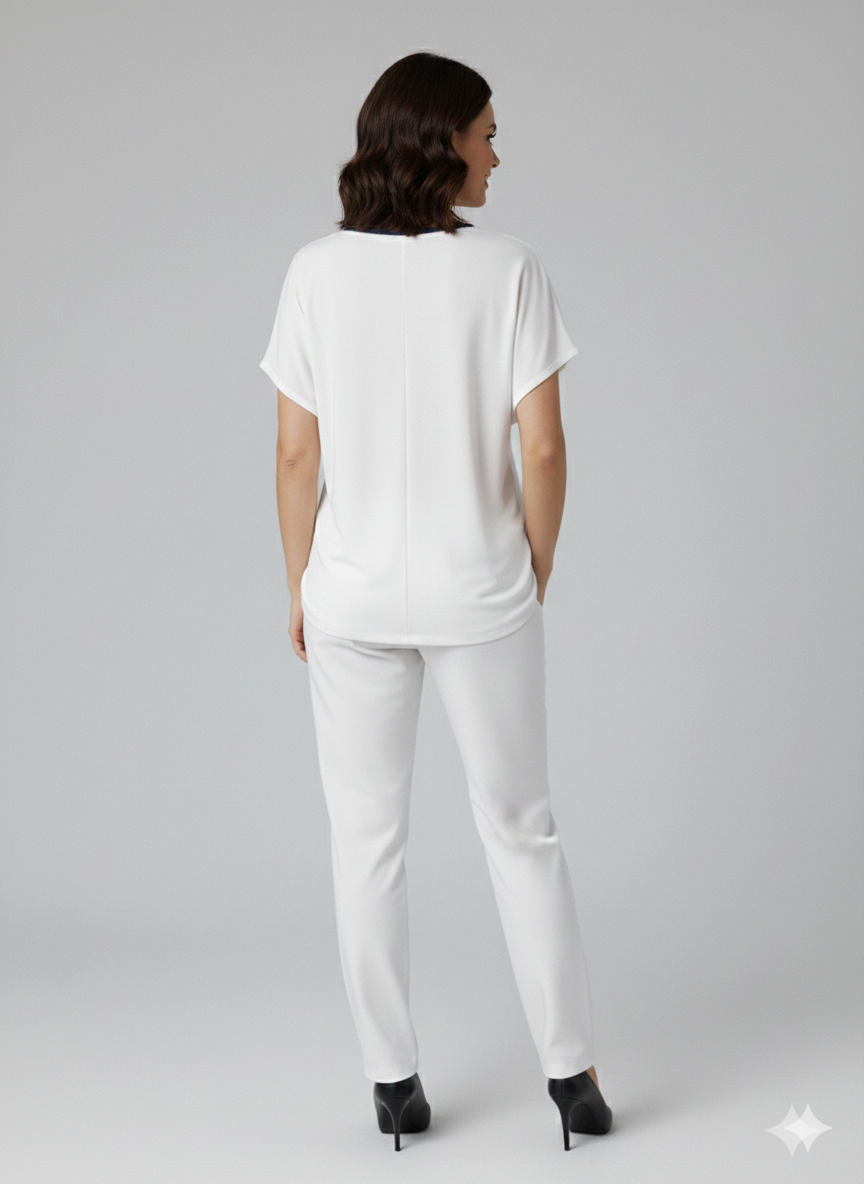 CENTİLMEN V Yaka Boncuk İşlemeli T-shirt 7043