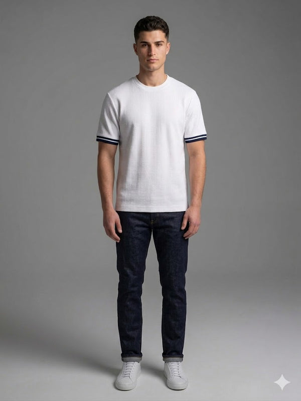 CENTİLMEN Erkek Bisiklet Yaka Dokulu T-Shirt 502389
