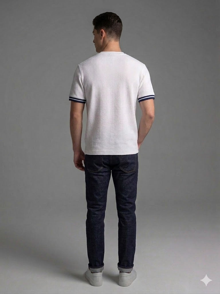 CENTİLMEN Erkek Bisiklet Yaka Dokulu T-Shirt 502389